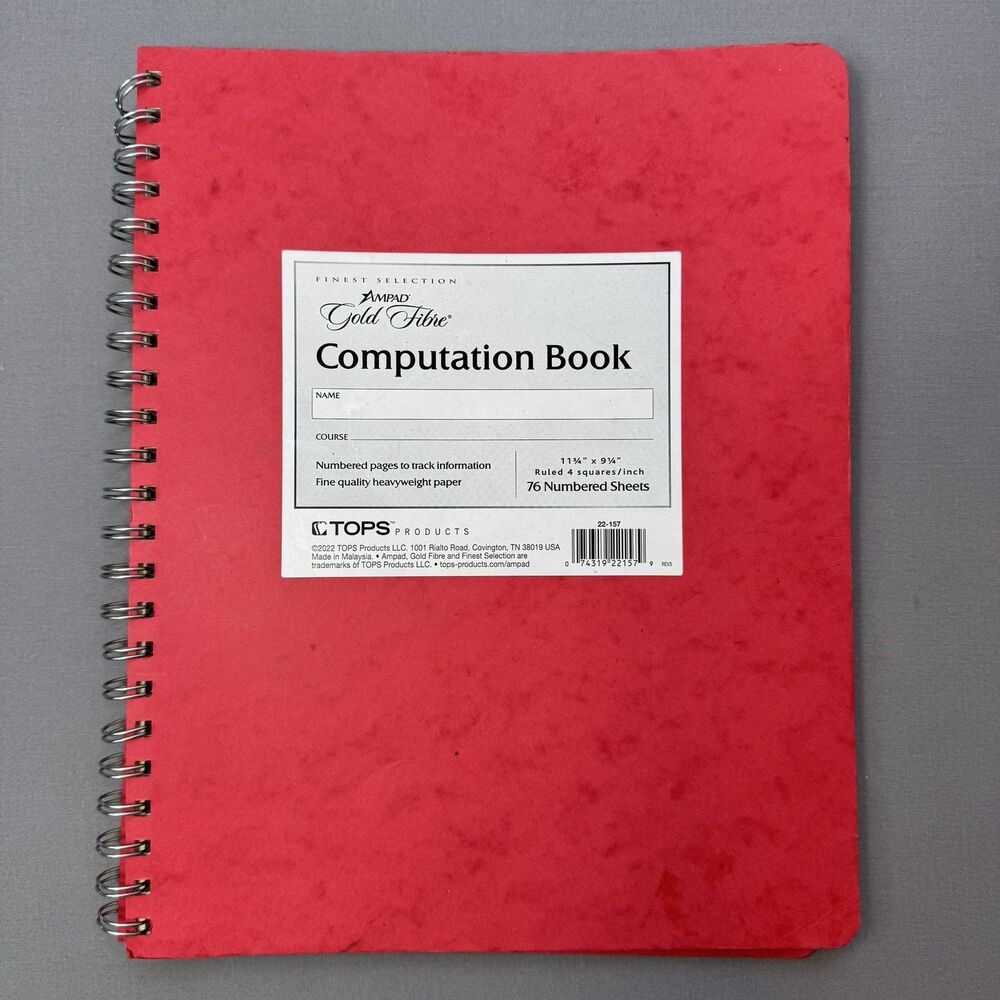 Ampad 22157 11.75" x 9.25" Quadrille Rule Computation Book - Spots/Wear on Cover